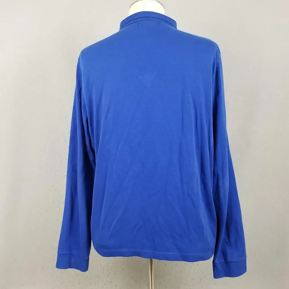 Polo Ralph Lauren‎ Shirt Mens Large Blue Quarter Zip Pima Cotton Long Sleeve